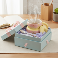 Cute Birthday Cake Ceramic Mug with Lid and Spoon, Gift for Girls and Friends