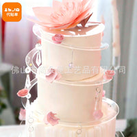 Transparent Acrylic Birthday Wedding Party Cake Garland 4-14 inch Foldable Spiral Multi-layer Cake Decoration