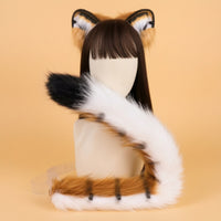 Tiger Ears and Tail Kit Handmade Tiger Ears with Tail Soft-Textured Hairband for Cosplay, Halloween, Anime Conventions