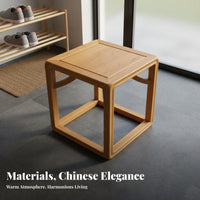 Rectangular Frame Stool Traditional Chinese and Design Low Bench Full Wood Construction Household Furniture for Homeowners, Families, Hallway, Balcony