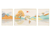背靠金山三联画客厅装饰画沙发背景画简约挂画现代壁画山水墙画