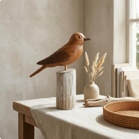 Wooden Bird Figurine Wood Ornament Collectible House Decor for Shelf