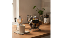 Coffee Pod Holder with Handle Compact Coffee Pod Holder Coffee Capsule Organizer Wide Mouth Wire Basket with Handle Sturdy