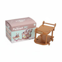 Realistic Model Dollhouse Kitchen Trolley Rolling Wheels Miniature Serving Cart Miniature 2-Tier Trolley for Children