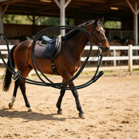 Snap Hooks Braided Rope Rein Black Equestrian Reins Flexible Bridle Accessory Round Profile