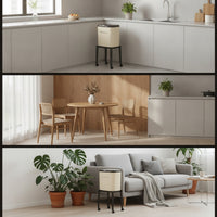 Elevated Trash Can with Lid Modern Trash Can with Wheels Space-Saving Wastebasket Sleek for Apartment