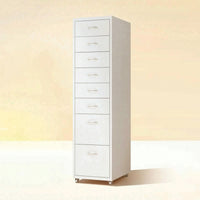 Rolling Cabinet with 8 Drawers Tall Metal Drawer Unit Narrow Storage Cart with Drawers for Office, Bedroom, Under Desk