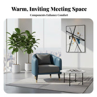 5 Pieces Modern Design circular table with 4 Upholstered Chairs Gold-Accented Legs Reception Furniture Comfortable Seating plushLike Upholstery for Interior Designers, Homeowners, Apartment Dwellers, Sales Office, Hotel Lobby, Small Spaces, Dining Room