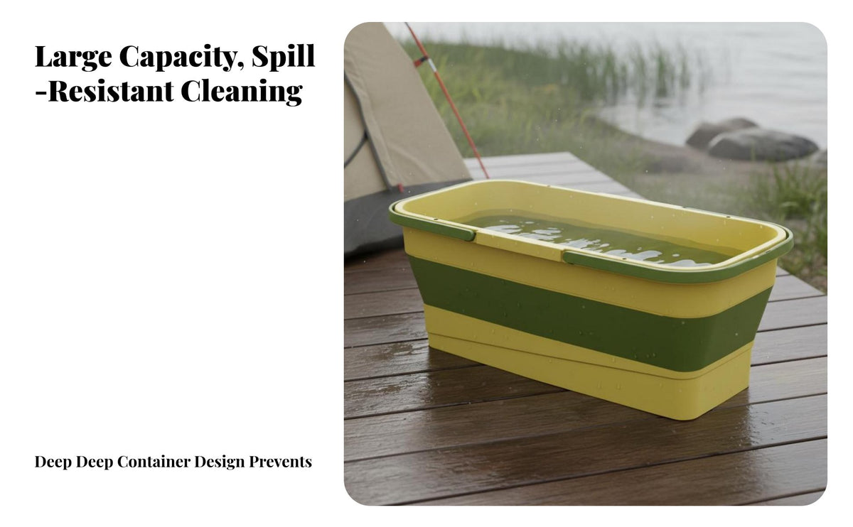 Foldable Mop Bucket Double Handle Foldable Cleaning Pail With Carrying Handles Space Saving Storage Tub for Fishermen, Outdoor, Fishing, Car Washing