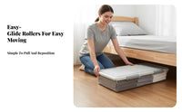 With casters Rolling Storage Drawer Low height Flat Rolling Bin Large Capacity Underbed Container Sturdy Construction for Apartment Dwellers, Homeowners, Under Bed, Bedroom, Dorm Room, Basement