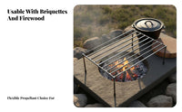 Easy Assembly Steel Barbecue Rack Multi-Functional Portable Campfire Grill Heavy Duty for Campers, Outdoor Enthusiasts, Camping, Backyard
