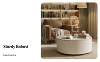 Cream aesthetic artistic two-partlevel Round accent Table Minimalist home design Furniture Sturdy Construction abrasion-resistantResistant for residents, Interior Designers, Adults, Living Room, Lounge Area, Office