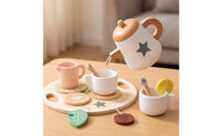 Wooden Tea Set Imaginative Wooden Tea Party No-Screen Playset for Preschoolers, Playroom