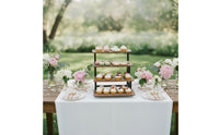 4 Tier Display Stand Rustic Cupcake Stand with Wooden Shelves Space Saving Wood Display Riser for Party Hosts, Weddings