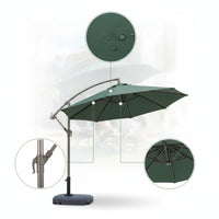 Cantilever Patio Umbrella with Wheeled Base SPF 50+ Sun Protection Cantilever Umbrella with Base Waterproof for Homeowners, Cafe Owners, Storefront