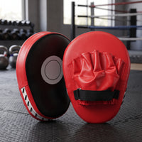 Shock-Absorbing Curved Focus Mitts PU Leather Hand Target with Wrist Strap Padded Focus Pad with Hand Pocket Thick Foam for Combat Artists, Coaches, Kickboxers, Kickboxing, Taekwondo, Home Training, Gyms