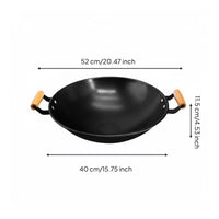 Heavy Duty Round Bottom Wok Long-Lasting Construction Chinese Iron Wok Even Heat Distribution Stir-Fry Pan Chemical-Safe for Chefs, Restaurant Kitchens, Banquets