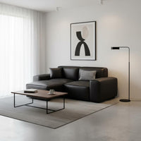 Multifunctional Sofa Bed Transformable Design Electric Recliner Sofa Remote Control Black Leather Sectional for Small Apartment Dwellers