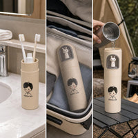 Portable Travel Mouthwash Cup Toothbrush Holder Storage Case for Couples