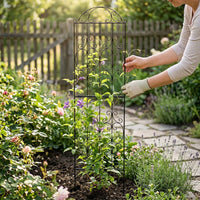 Black Iron Trellis for Garden Borders, Rust-Resistant Plant Support for Climbing Plants, Modern Decorative Metal Trellis