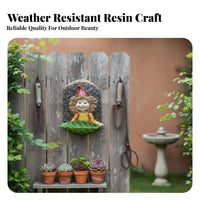 Whimsical Design Elf Girl Bird Feeder Decorative Hanging Tree Hugger Feeder Weather Resistant for Gardeners, Homeowners, Lawn, Patio, Porch
