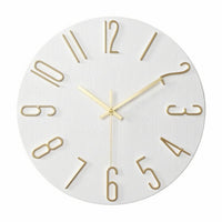 Slim-Edge Frameless Wall Clock Raised Numerals Silent Quartz Clock Wood-Grain
