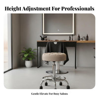 Thick Padded pad Adjustable Round Stool with Casters Easy to Clean Rolling Seat Multi-Purpose rotating Chair for Nail Technicians, Salon Professionals, haircut specialist Shop, Vanity, Clinic, Workshop