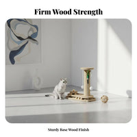sturdy Wood Base Turntable Scratching Post Natural Sisal Interactive Scratching Tower Triple-Function Design Cat Scratcher Multifunctional for felines, Kittens, Indoors, Living Room, Home