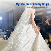 Bridal Veil, cream, 3D floral accent, nature-inspired, crystal details, luxury headpiece, trailing soft tulle, mermaid wedding