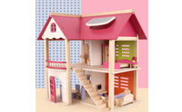 Wooden Dollhouse Balcony Open-Frame Dollhouse Decorative Backboard Kids Toy for Children