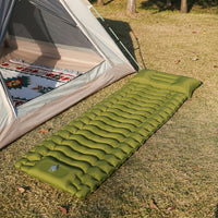 Inflatable Mattress with Built-in Foot Pump, Nylon Composite TPU Air Bed for Travel, Portable Air Mattress with Carry Bag, Camping Mat