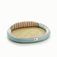 Pet Cooling Bed Oval Cat Bed with Woven Mat Breathable for Cats