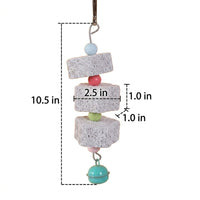 Macaron Volcanic Stone Skewer 3 Pieces Bird Grinding Stone, Cuttlebone Bird Gnawing Toy for Beak Trim, Hanging Parrot Supplies and Accessories