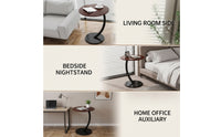Round Side Table Modern Two-Tier Side Table Space-Saving Nightstand with Storage Shelf for Living Room, Bedroom