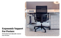 Lumbar Support Ergonomic Task Chair Adjustable Height Ergonomic Mesh Back Roller Rolling Casters Office Furniture Thick Padded Seat for Remote Workers, Students, Adults, Study Room