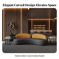 curved-Shaped Couch Curved Shape Upholstered configurable Sofa Luxurious Design business-grade Furnishing for distinguished guests, Adults, Sales Office, Waiting Room, Apartment