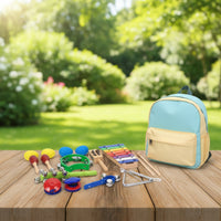 10 Pieces Wooden Music Percussion Toy Wooden Percussion Set Portable Tambourine for Young Children