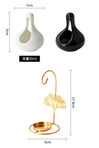 Gold Maple Leaf Hanging Incense Burner Creative Aromatherapy Oil Lamp Candle Warmer