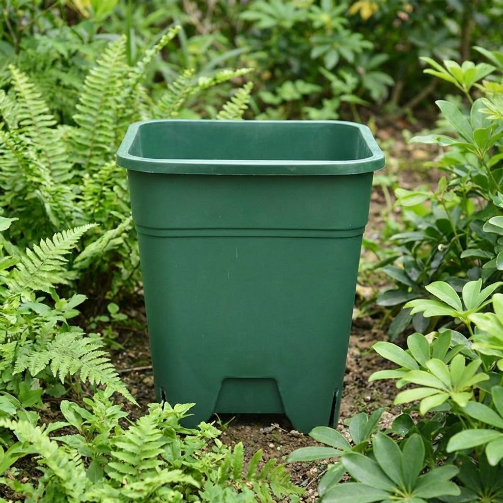 Square Planter Box, Recycled Heavy Duty Outdoor Container with Feet, Smooth Floor Standing Indoor Planter