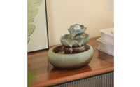 Feng Shui Component Ceramic Lotus Fountain Zen Decor Desktop Water Feature Artisanal House Decoration for Office, Bedroom