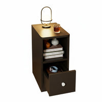 Narrow Bedside Table Easy Assembly Bedside Table Sturdy Structure Sofa Side Cabinet for Apartment Dwellers, Bedroom