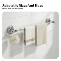 Damageno-Drill Suction Cup Towel Bar Secure Grip No-Drill Towel Bar Waterproof Bathroom Accessory Transparent Look for Renters, RV Owners, Homeowners, Shower Room, Kitchen