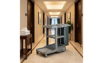 Large Capacity Commercial Cleaning Trolley on Wheels Heavy Duty Janitor Cart with Vinyl Bag Janitorial Equipment for Housekeepers, Janitors, Hospital