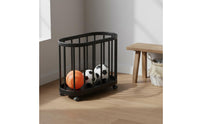 Foldable Ball Rack Space-Saving Multi Tier Ball Organizer Easy to Assemble Basketball Storage Rack for Gym, Garage