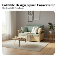 Foldable Design transformable Sleeper Couch two-wayUse Extendable Wooden Frame Sofa Space-Saving Daybed Modern design for Small Apartment Residents, Students, Homeowners, Living Room, Balcony, Bedroom
