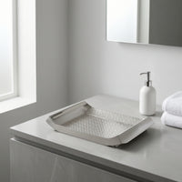 Tray with Woven Texture Rectangular Stainless Steel Tray Decorative Silver for Entryway, Dresser