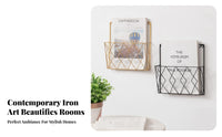 Minimalist Design Wall Mounted Magazine Rack Modern Design Iron Wall Storage Basket Space Saving for Office Workers, Adults, Study Room