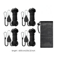 4 Pieces 6 M Camping Pulley Rope Set Adjustable Tent Guy Line Set Metal Hooks Pulley Tie down Rope Windproof