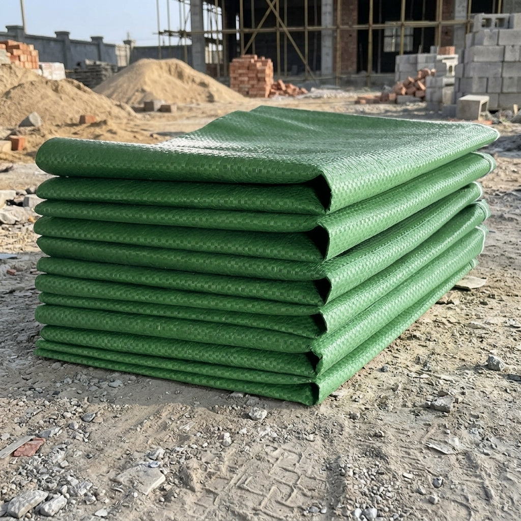10 Pack Green Debris Sacks 110cm Garden Waste Bags for Construction and Moving, Composite Woven Bags for Sand and Gravel Waste