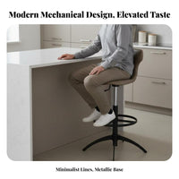 contemporary Design Adjustable rotating Stool with spinerest Built-in Footrest Adjustable rotating Stool Upholstered Seat Bar Furniture Stable Wide Base for Adults, Homeowners, Guests, Restaurant, Pub, Kitchen, Dining Room